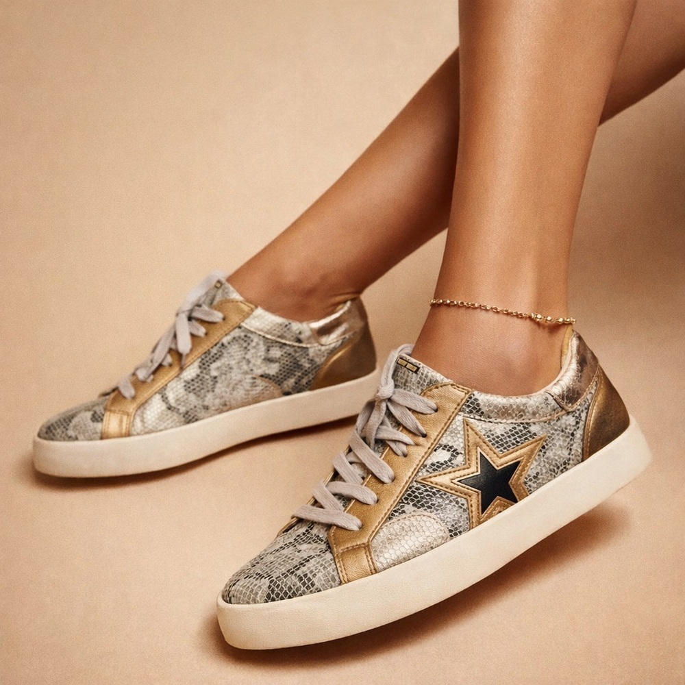 Mark Nason Gold and Cream Star Sneakers